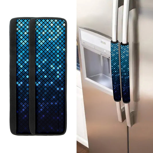 Blue Disco Lights Pattern Print Refrigerator Handle Covers