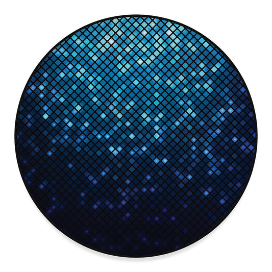 Blue Disco Lights Pattern Print Round Floor Mat