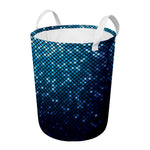 Blue Disco Lights Pattern Print Round Laundry Basket