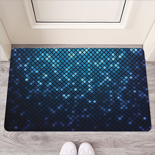 Blue Disco Lights Pattern Print Rubber Doormat
