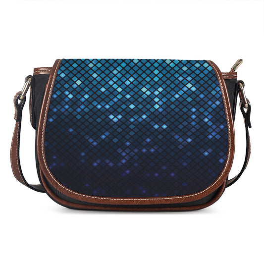Blue Disco Lights Pattern Print Saddle Bag