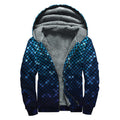 Blue Disco Lights Pattern Print Sherpa Lined Zip Up Hoodie
