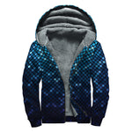 Blue Disco Lights Pattern Print Sherpa Lined Zip Up Hoodie