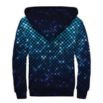 Blue Disco Lights Pattern Print Sherpa Lined Zip Up Hoodie