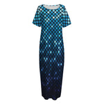 Blue Disco Lights Pattern Print Short Sleeve Long Nightdress