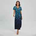 Blue Disco Lights Pattern Print Short Sleeve Maxi Dress