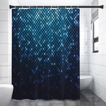 Blue Disco Lights Pattern Print Shower Curtain