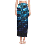 Blue Disco Lights Pattern Print Side Slit Maxi Skirt