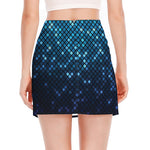 Blue Disco Lights Pattern Print Side Slit Mini Skirt