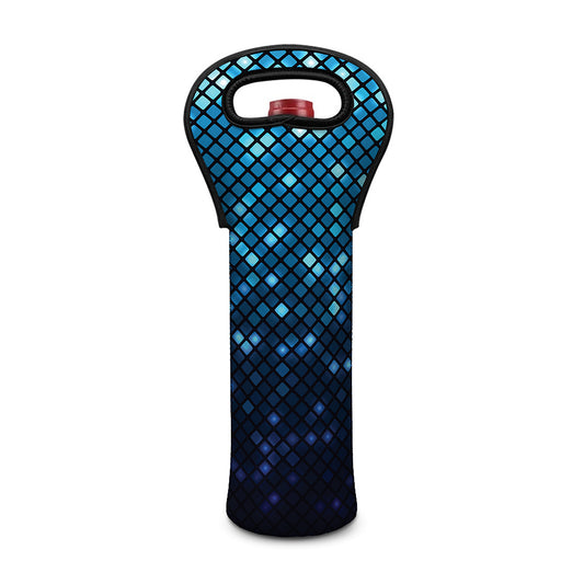 Blue Disco Lights Pattern Print Single Neoprene Wine Tote
