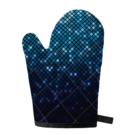 Blue Disco Lights Pattern Print Single Oven Mitt