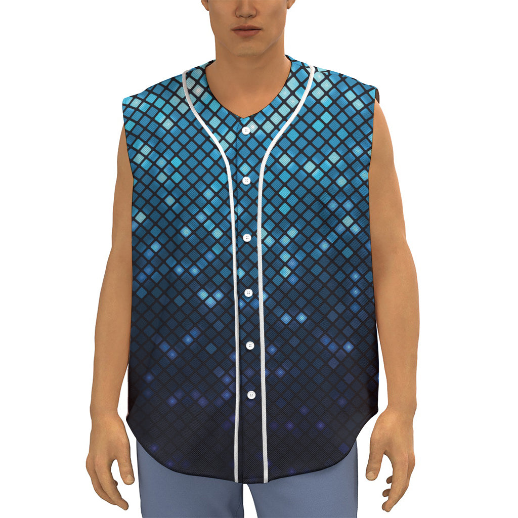 Blue Disco Lights Pattern Print Sleeveless Baseball Jersey