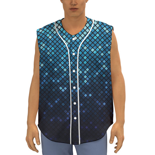 Blue Disco Lights Pattern Print Sleeveless Baseball Jersey
