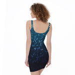 Blue Disco Lights Pattern Print Sleeveless Bodycon Dress
