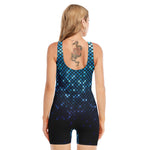 Blue Disco Lights Pattern Print Sleeveless One Piece Swimsuit