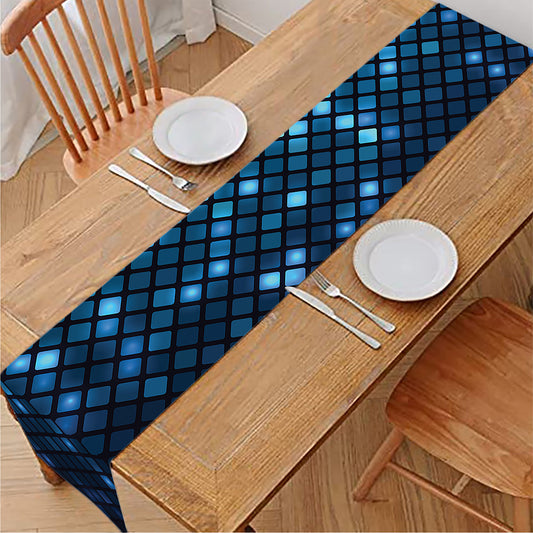 Blue Disco Lights Pattern Print Table Runner