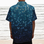 Blue Disco Lights Pattern Print Textured Short Sleeve Shirt