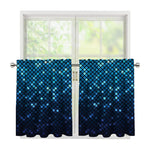 Blue Disco Lights Pattern Print Tier Curtains