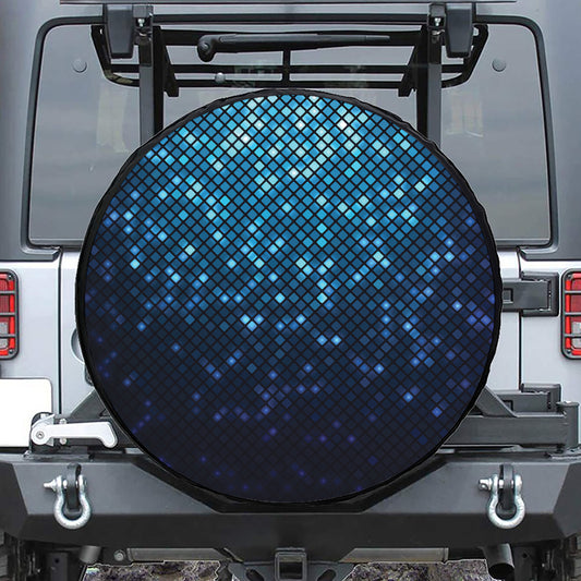 Blue Disco Lights Pattern Print Tire Cover