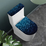 Blue Disco Lights Pattern Print Toilet Lid And Tank Cover Set