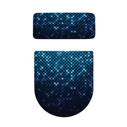 Blue Disco Lights Pattern Print Toilet Lid And Tank Cover Set