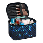 Blue Disco Lights Pattern Print Travel Makeup Bag