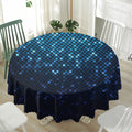 Blue Disco Lights Pattern Print Waterproof Round Tablecloth