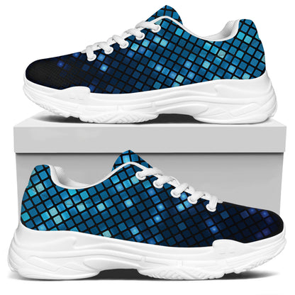 Blue Disco Lights Pattern Print White Chunky Shoes