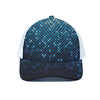 Blue Disco Lights Pattern Print White Mesh Trucker Cap