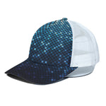 Blue Disco Lights Pattern Print White Mesh Trucker Cap