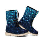 Blue Disco Lights Pattern Print Winter Boots