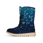 Blue Disco Lights Pattern Print Winter Boots