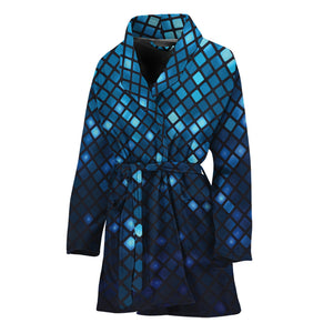 Blue Disco Lights Pattern Print Women's Bathrobe