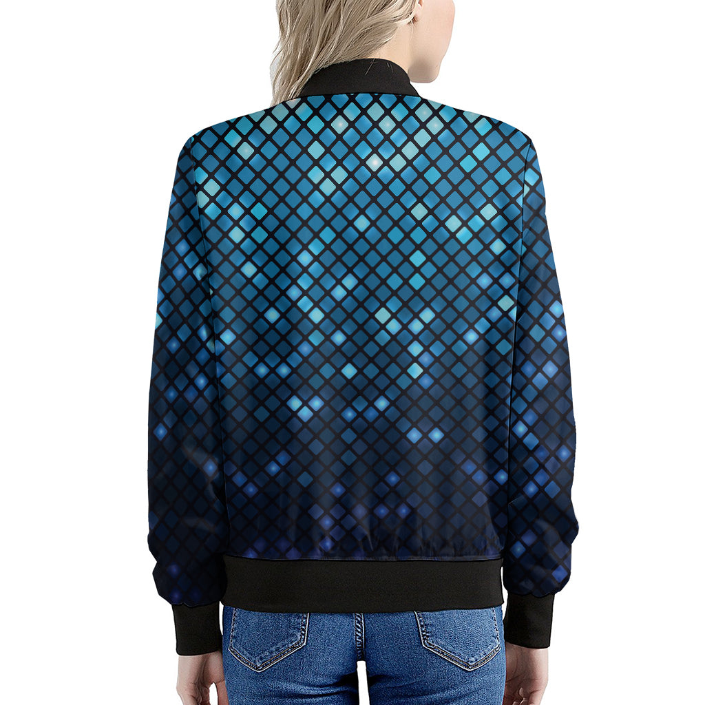 Blue Disco Lights Pattern Print Women's Bomber Jacket