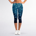 Blue Disco Lights Pattern Print Women's Capri Leggings