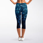 Blue Disco Lights Pattern Print Women's Capri Leggings