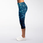Blue Disco Lights Pattern Print Women's Capri Leggings