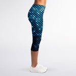 Blue Disco Lights Pattern Print Women's Capri Leggings