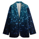 Blue Disco Lights Pattern Print Women's Cotton Blazer