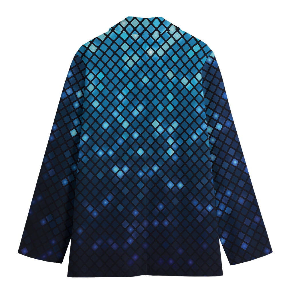 Blue Disco Lights Pattern Print Women's Cotton Blazer
