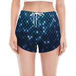 Blue Disco Lights Pattern Print Women's Split Running Shorts