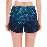Blue Disco Lights Pattern Print Women's Split Running Shorts