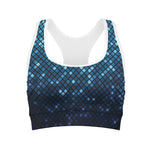 Blue Disco Lights Pattern Print Women's Sports Bra