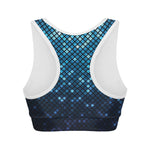 Blue Disco Lights Pattern Print Women's Sports Bra