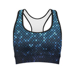 Blue Disco Lights Pattern Print Women's Sports Bra