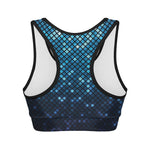 Blue Disco Lights Pattern Print Women's Sports Bra
