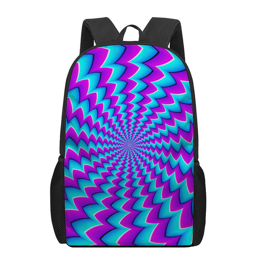 Blue Dizzy Moving Optical Illusion 17 Inch Backpack