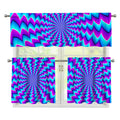 Blue Dizzy Moving Optical Illusion 3 Piece Kitchen Curtains