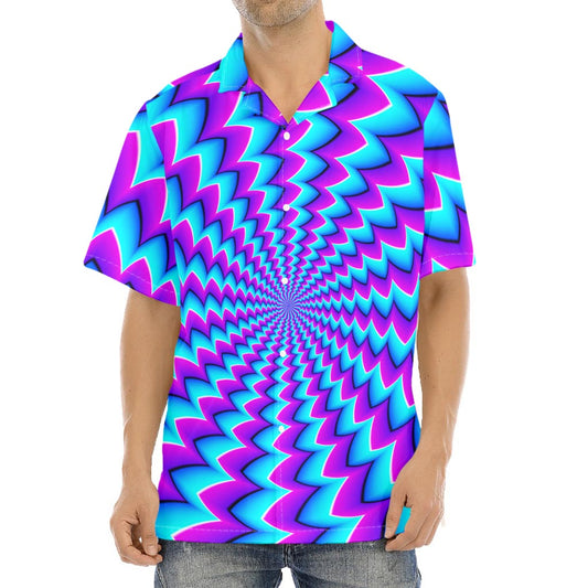 Blue Dizzy Moving Optical Illusion Aloha Shirt