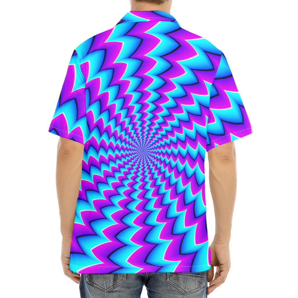 Blue Dizzy Moving Optical Illusion Aloha Shirt